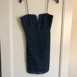 Blue Lace JCrew Strapless Dress